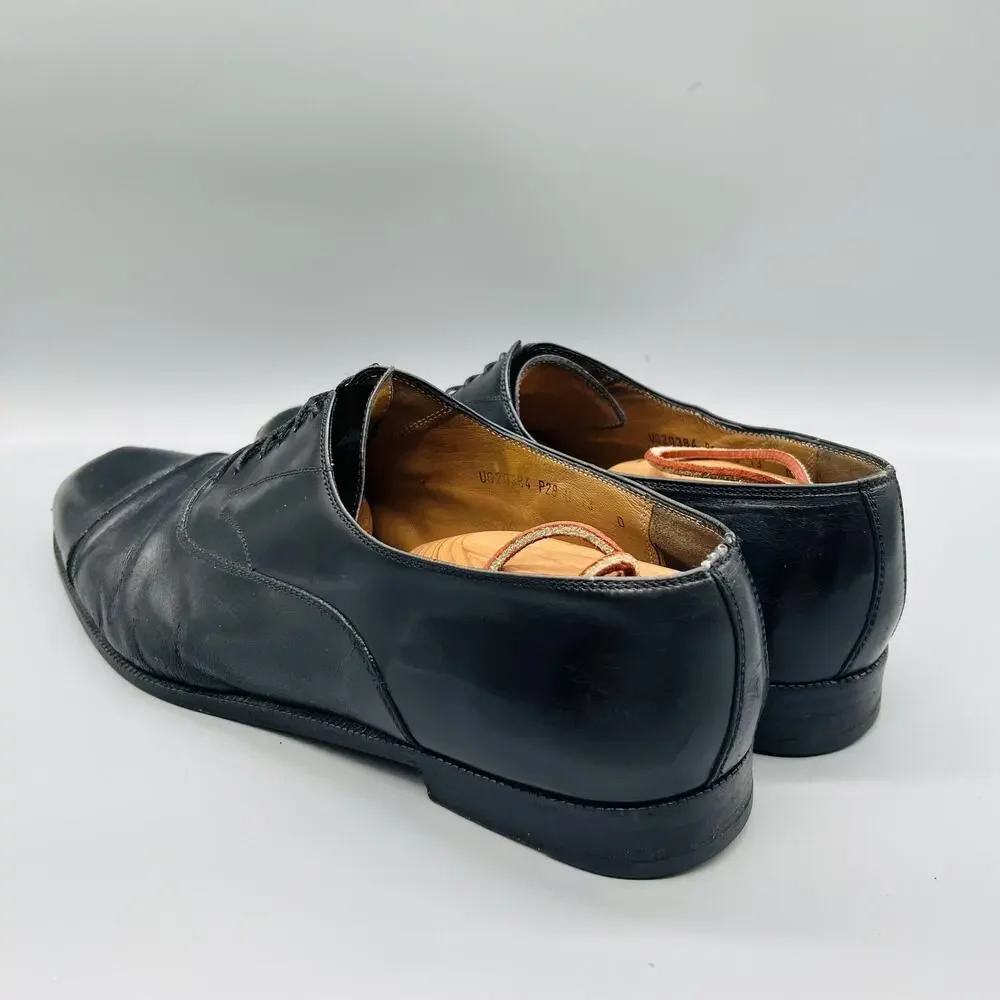 Salvatore Ferragamo Shoes Mens 13 Black Leather Cap Toe Oxford Dress Slip On